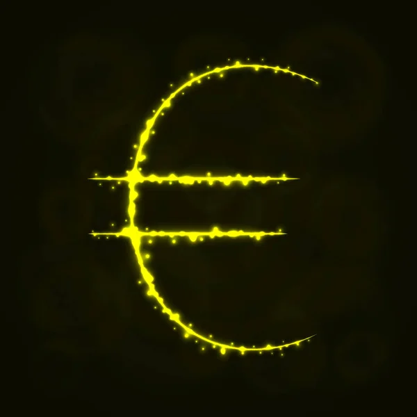 Euro Währungszeichen Illustration Symbol Lichter Silhouette Auf Dunklem Hintergrund Leuchtende — Stockvektor