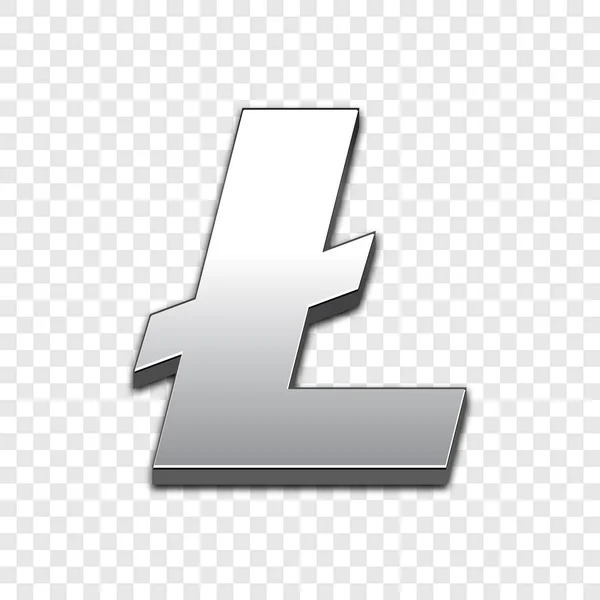 Silbernes Litecoin Symbol Isoliertes Webvektorsymbol Litecoin Trendiges Stilvektorsymbol Symbolbild Erhöht — Stockvektor