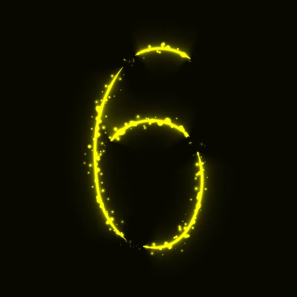 Number Symbol Yellow Lights Dark Background — Stock Vector