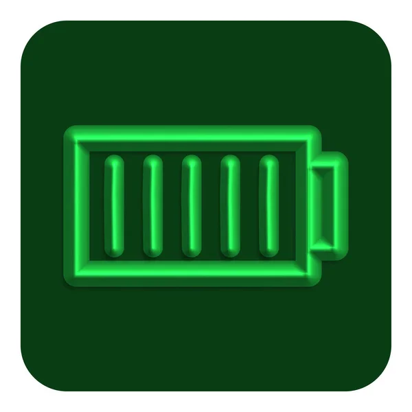 Icône Web Batterie Ligne Néon Vert Symbole Vectoriel Conception Illustration — Image vectorielle