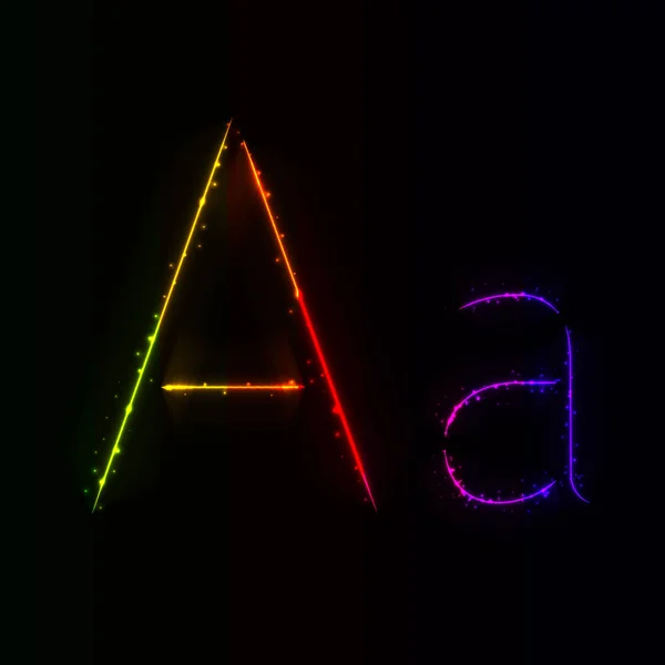 Gradient Alphabet Ein Buchstabe Aus Lichtern Auf Dunklem Hintergrund — Stockvektor