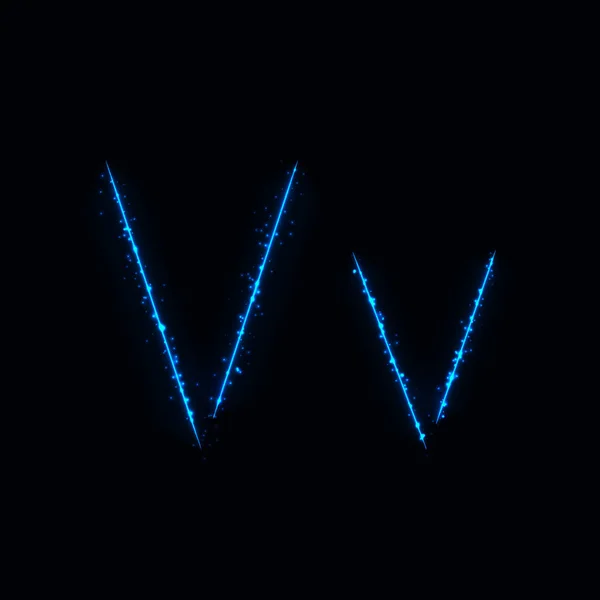 蓝色字母 灯的字母在黑暗的背景 — 图库矢量图片