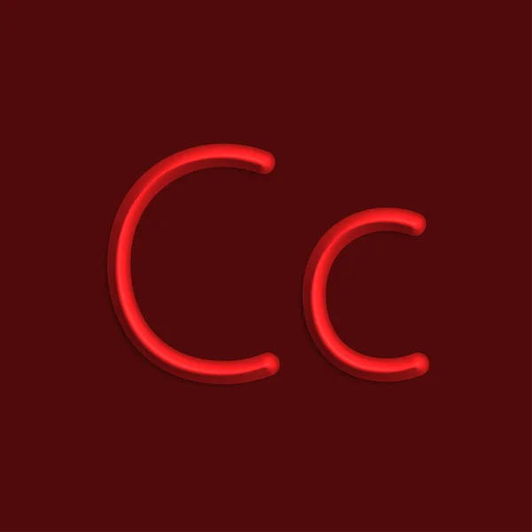 Alphabet Lettres Lumières Couleur Rouge Ligne Avec Ombre Lisse — Image vectorielle