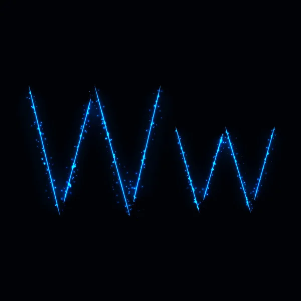 Alfabeto Azul Letras Luces Sobre Fondo Oscuro — Vector de stock