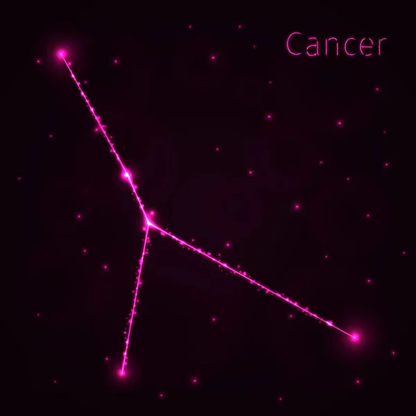Cancer Illustration Ikon Rosa Ljus Silhuett Mörk Bakgrund Glödande Linjer — Stock vektor