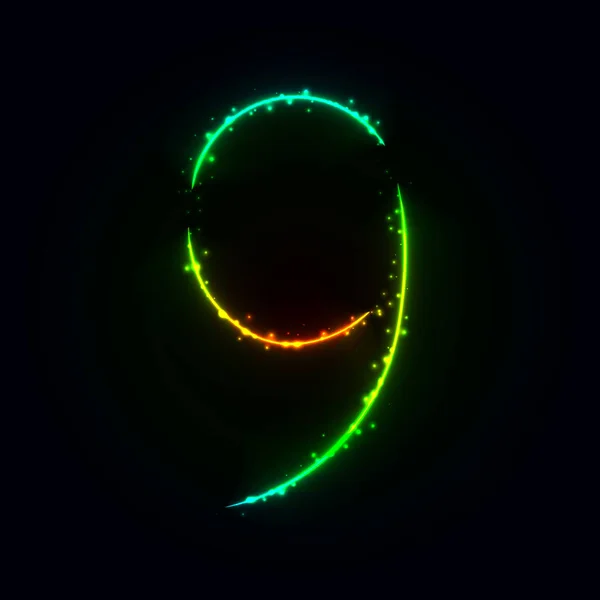 Aantal Symbool Van Kleurovergang Lichten Donkere Achtergrond — Stockvector