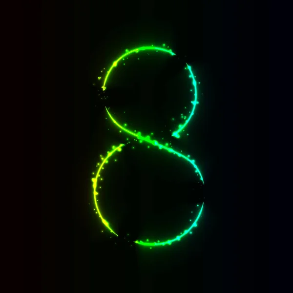 Aantal Symbool Van Kleurovergang Lichten Donkere Achtergrond — Stockvector