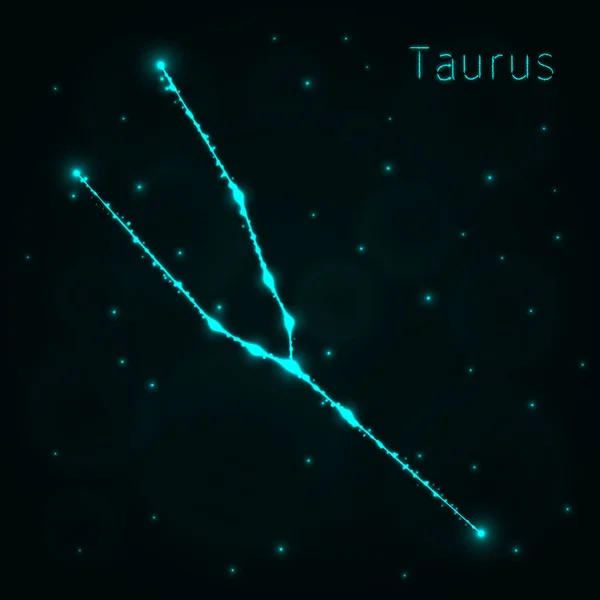 Taurus Illustration Ikon Cyan Lampor Siluett Mörk Bakgrund Glödande Linjer — Stock vektor
