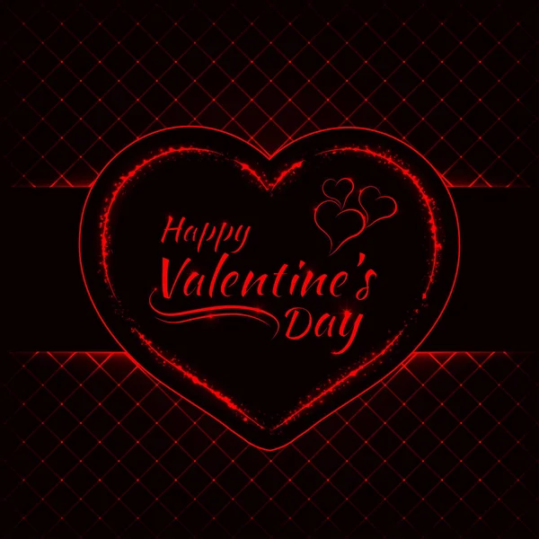 Happy Valentines Day Red Lights Card Heart Text Lights Design — Stock Vector
