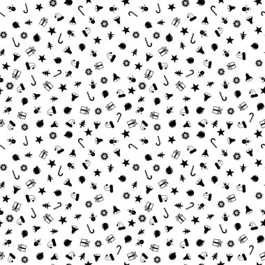 Seamless modeli öğeleri Noel ile yılbaşı için. Güzel desen kağıt, t-shirtler, tebrik kartları kaydırma lüks hediye için. Neşeli Noel arka plan. Vektör çizim.