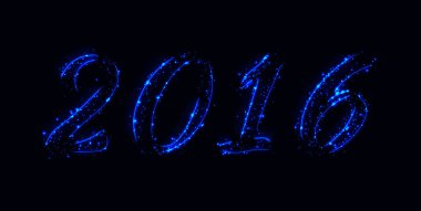 Mutlu yeni yıl 2016 takvim kapak, mavi ışık vektör çizim.