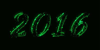 Mutlu yeni yıl 2016 takvim kapak, yeşil ışık vektör çizim.