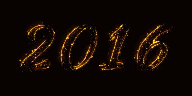 Mutlu yeni yıl 2016 takvim kapak, Altın ışık vektör çizim.