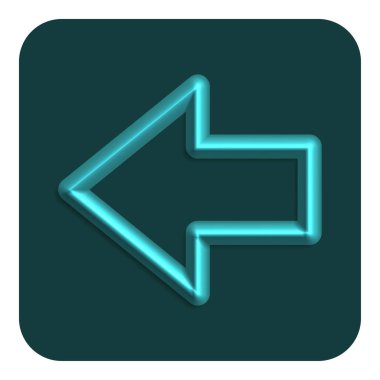 Camgöbeği satırı Neon ok sol Web simgesi, vektör çizim tasarım sembolü