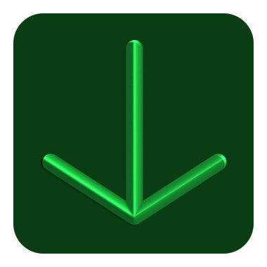Yeşil hat Neon Web simgesi, vektör çizim tasarım sembol aşağı ok