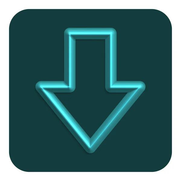 Cyan Linie Neon Pfeil Nach Unten Web Symbol Vektor Illustration — Stockvektor