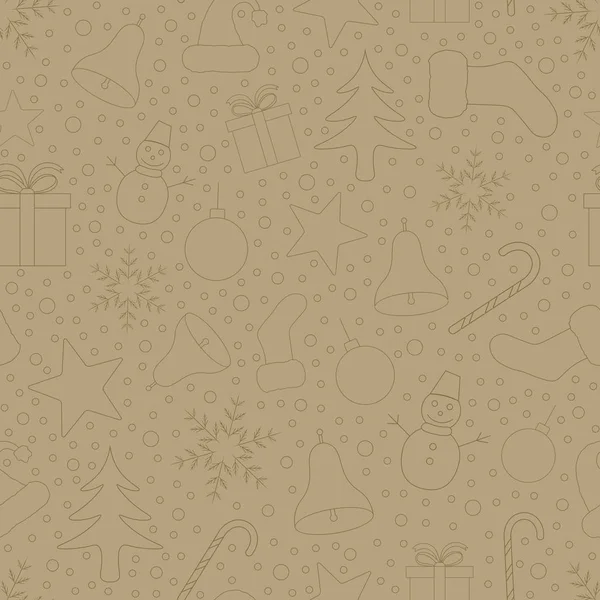快乐的圣诞节和新年快乐无缝模式 手画背景 — 图库矢量图片