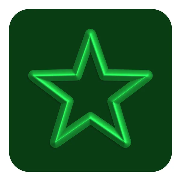 Green Line Neon Star Web Icon Vector Illustration Design Symbol — Stock Vector