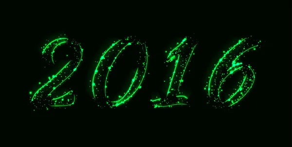 新年あけましておめでとうございます 2016 カレンダー カバー 緑色の光のベクトル図 — ストックベクタ