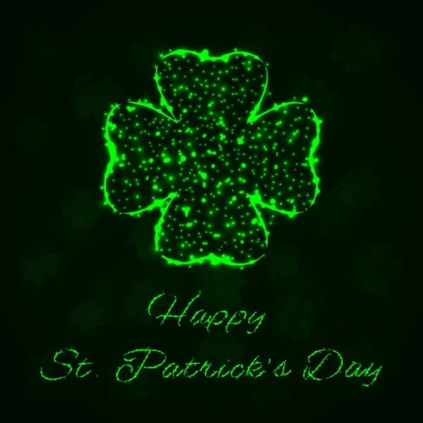 Happy Saint Patricks Fond Journée Feux Verts Silhouette Sur Fond — Image vectorielle