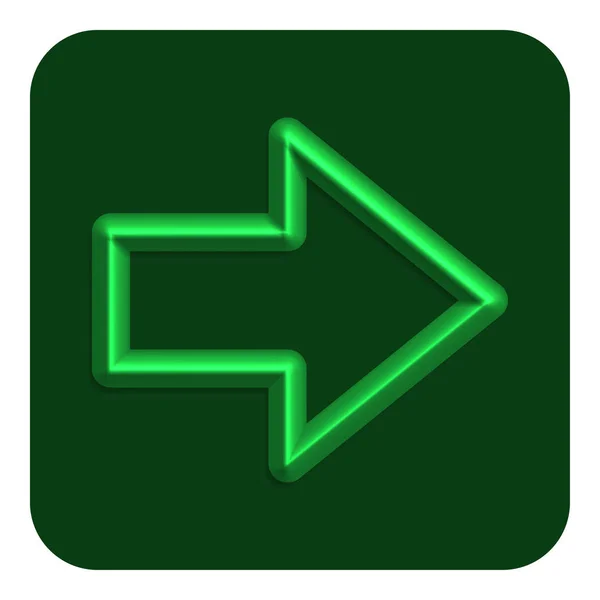 Green Line Neon Arrow Right Web Icon Vector Illustration Design — Stock Vector