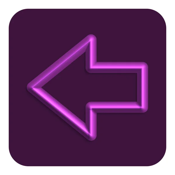 Paarse Lijn Neon Pijl Links Web Icon Vector Illustratie Design — Stockvector