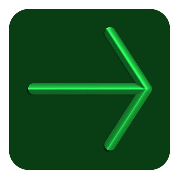 Green Line Neon Pil Höger Web Icon Vektor Illustration Design — Stock vektor