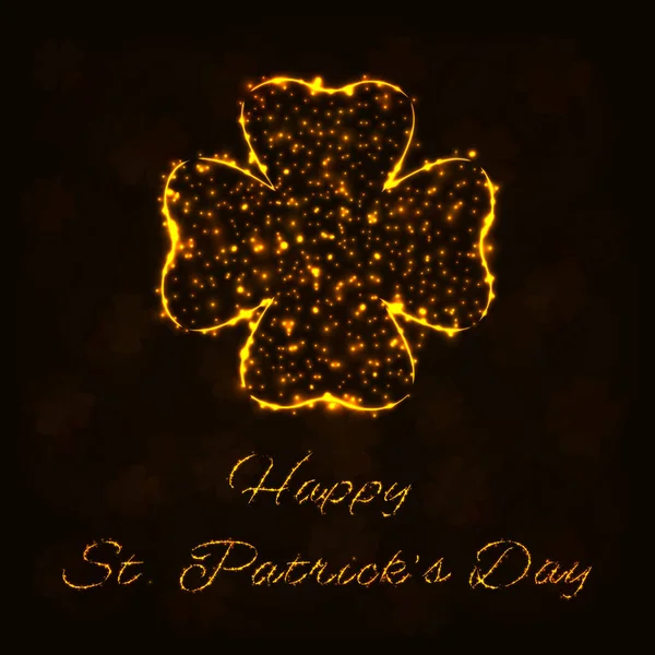 Mutlu Saint Patricks Günü arka plan, koyu arka plan üzerinde altın ışıkları siluet. Parlayan çizgileri ve noktaları