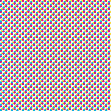Değişik renkte noktalı sürekli tasarım. Birincil renk deseni. Pop Sanat. 