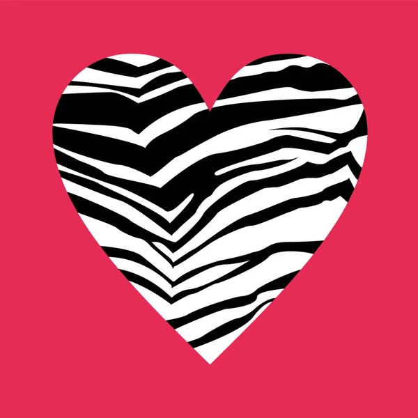 Design Voor Een Shirt Van Een Zebra Print Hart Geïsoleerd — Stockvector