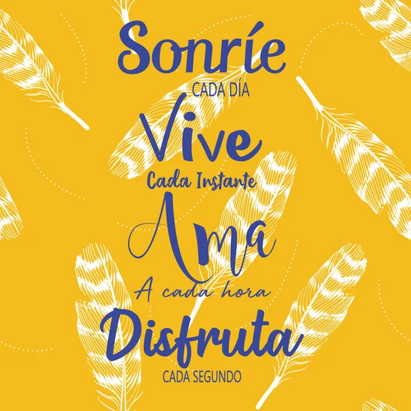 Her gün gülümse, her anı yaşa, her saati sev, her saniyenin tadını çıkar. Tüysüz tasarım üzerine modern tarz el yazısı çizilmiş.