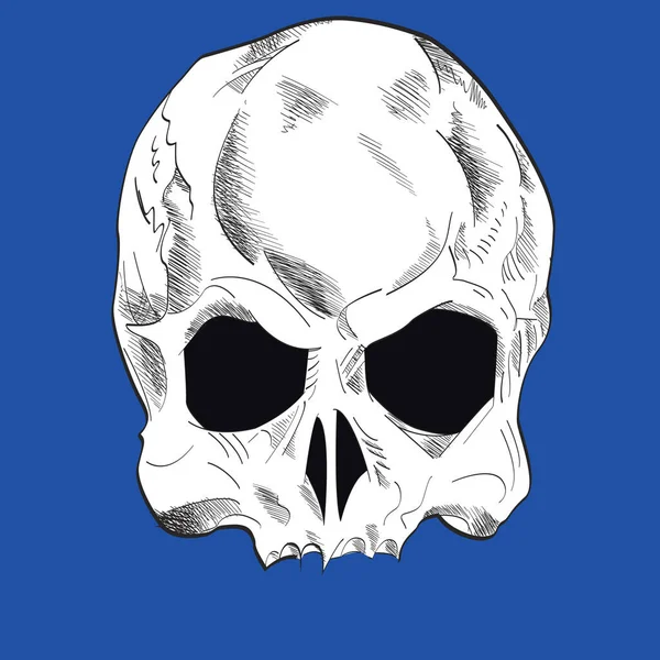 Totenkopfvektorzeichnung Isoliert Auf Blauem Hintergrund Für Shirts Oder Poster — Stockvektor