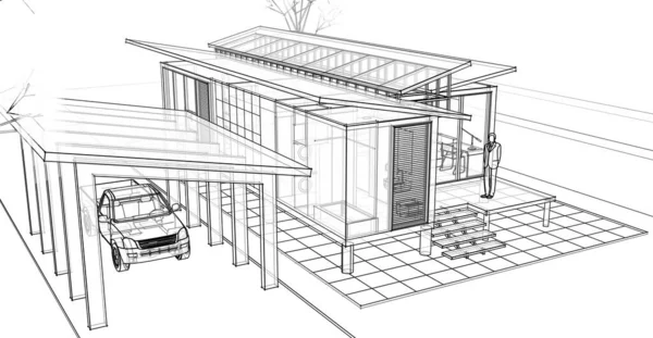 Современный Набросок Дома Иллюстрация — стоковое фото