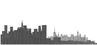 Modern şehir panoraması 3D illüstrasyon