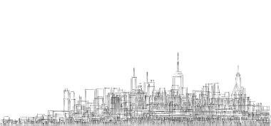 Modern şehir panoraması 3D illüstrasyon