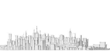 Modern şehir panoraması 3D illüstrasyon