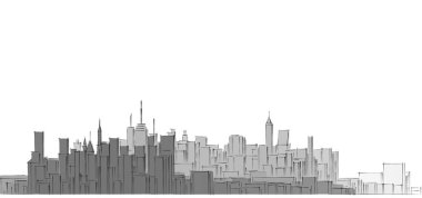 Modern şehir panoraması 3D illüstrasyon