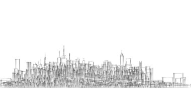 Modern şehir panoraması 3D illüstrasyon