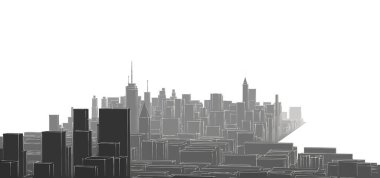 Modern şehir panoraması 3D illüstrasyon