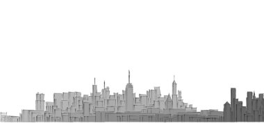 Modern şehir panoraması 3D illüstrasyon