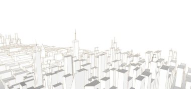 Modern şehir panoraması 3D illüstrasyon