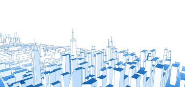 Modern şehir panoraması 3D illüstrasyon