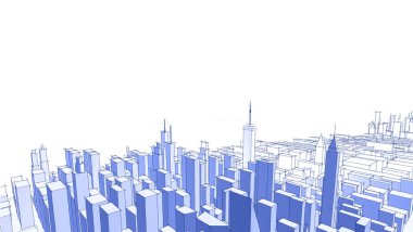 Modern şehir panoraması 3D illüstrasyon