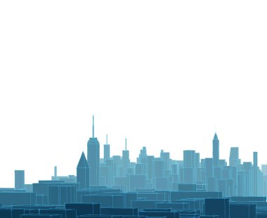 Modern şehir panoraması 3D illüstrasyon