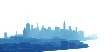 Modern şehir panoraması 3D illüstrasyon