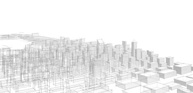 Modern şehir panoraması 3D illüstrasyon