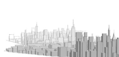 Modern şehir panoraması 3D illüstrasyon