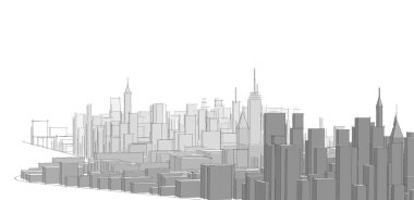 Modern şehir panoraması 3D illüstrasyon