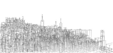 Modern şehir panoraması 3D illüstrasyon