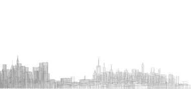 Modern şehir panoraması 3D illüstrasyon